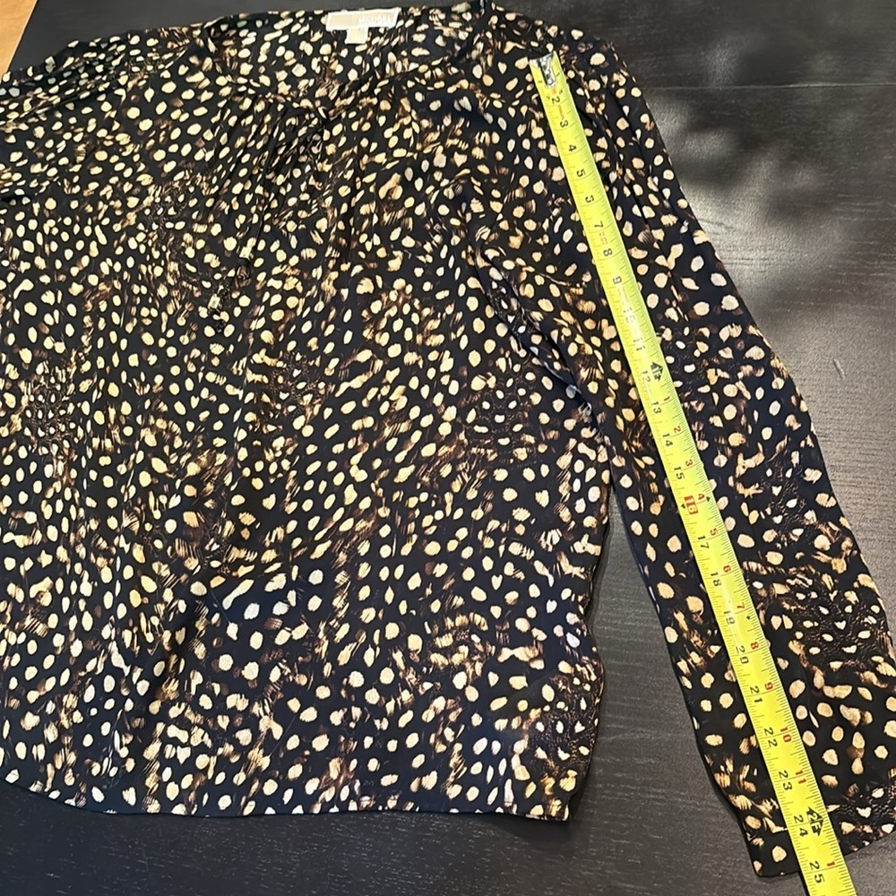 MICHAEL MICHAEL KORS animal print long sleeve blowers front tie L - Picture 4 of 8